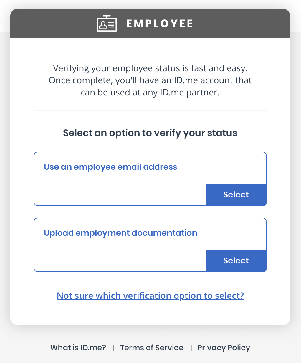 Verifying your employee status ID.me Help Center