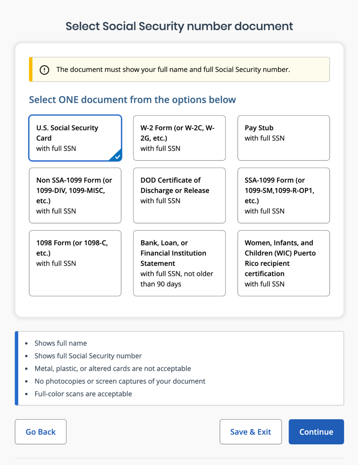 Documents to prove your Social Security number – ID.me Help Center