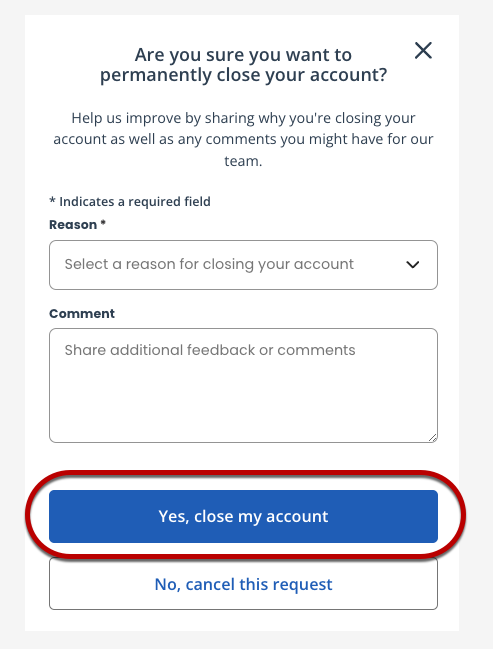 Close account - Yes, close my account button.png
