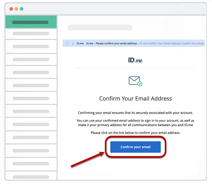 Screenshot of email asking user to confirm their email address by clicking a button
