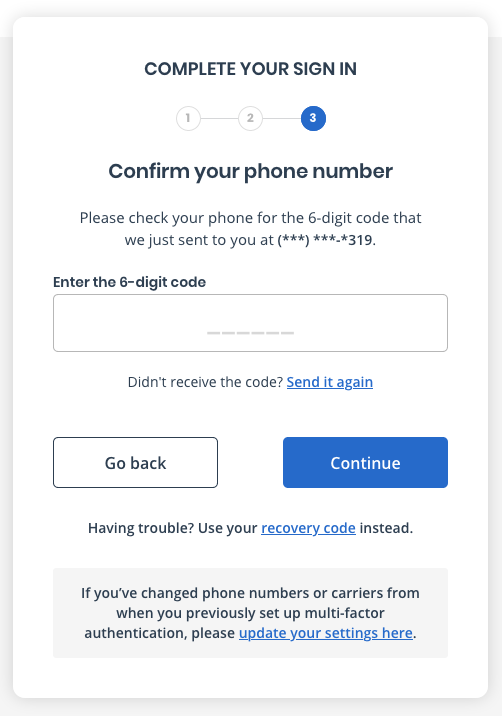 Setting up text message or phone call multi-factor authentication 