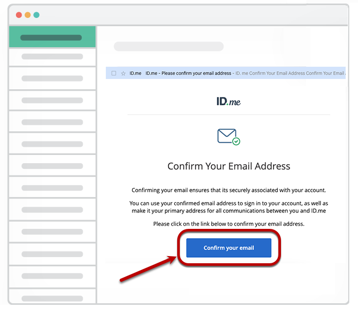 Screenshot of email asking user to confirm their email address by clicking a button