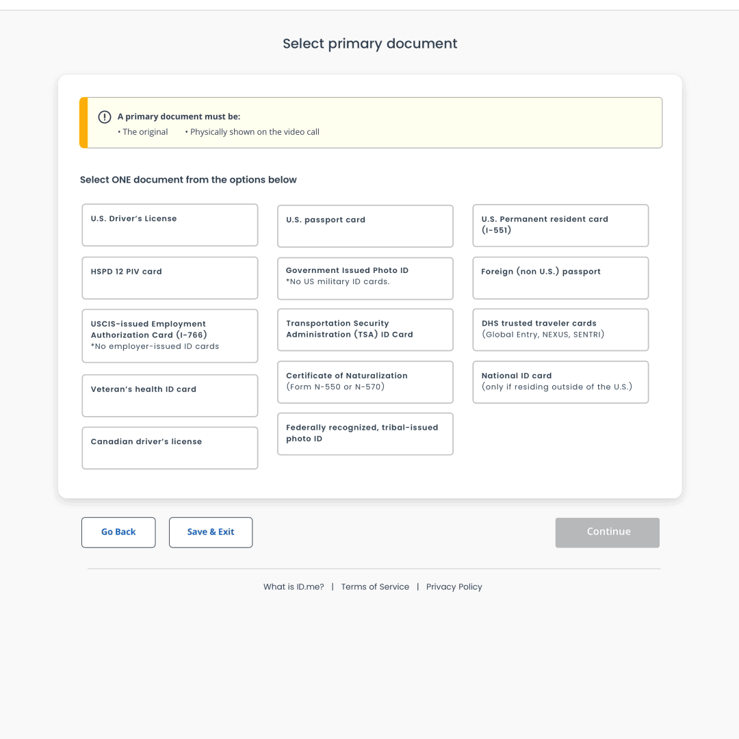Upload your documents and select Continue.