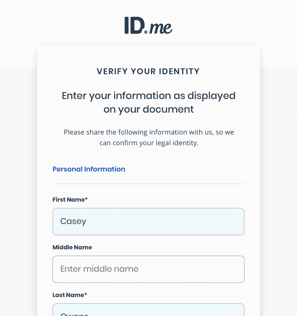 Reviewing and confirming your information – ID.me Help Center