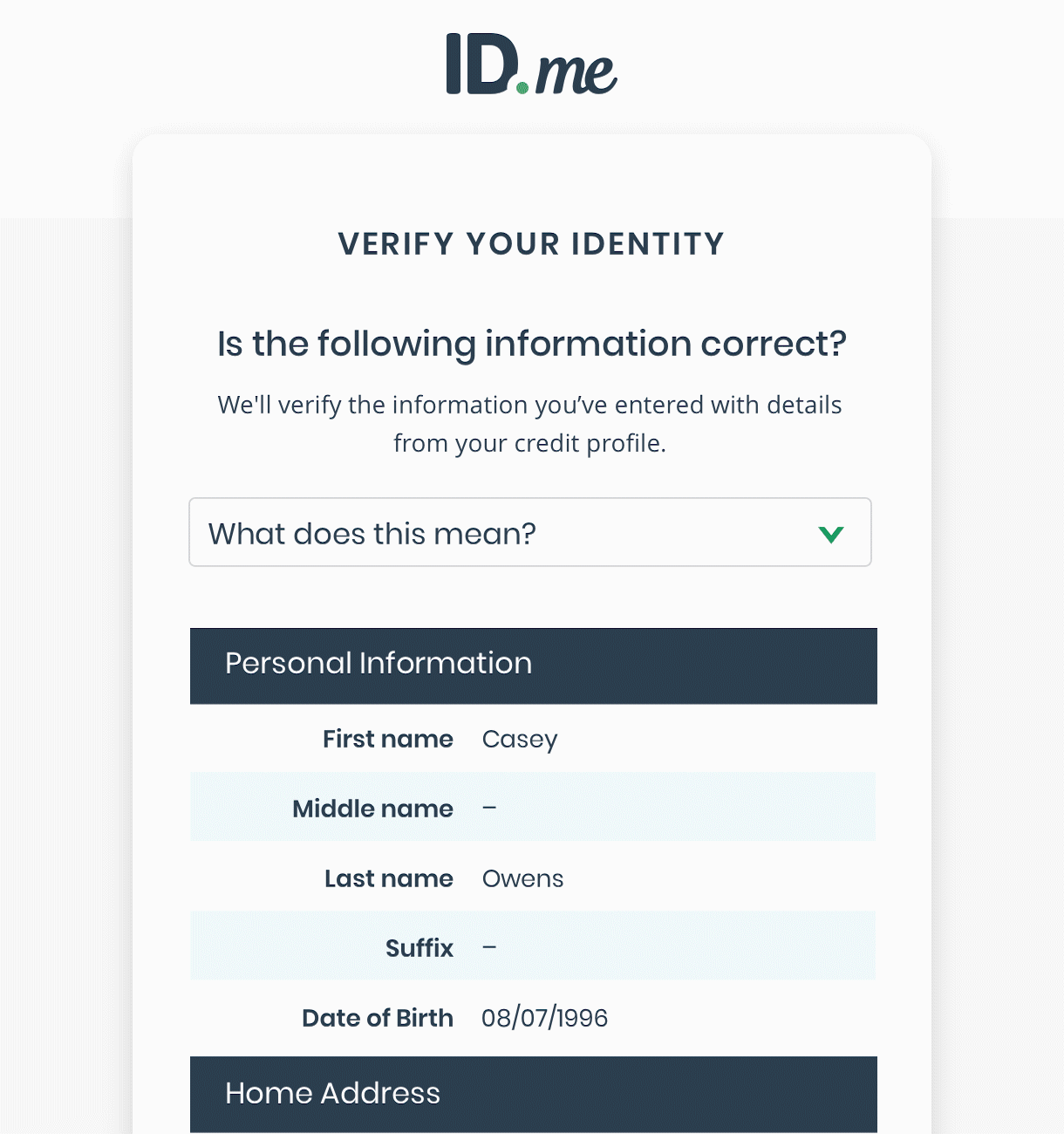 Reviewing and confirming your information – ID.me Help Center