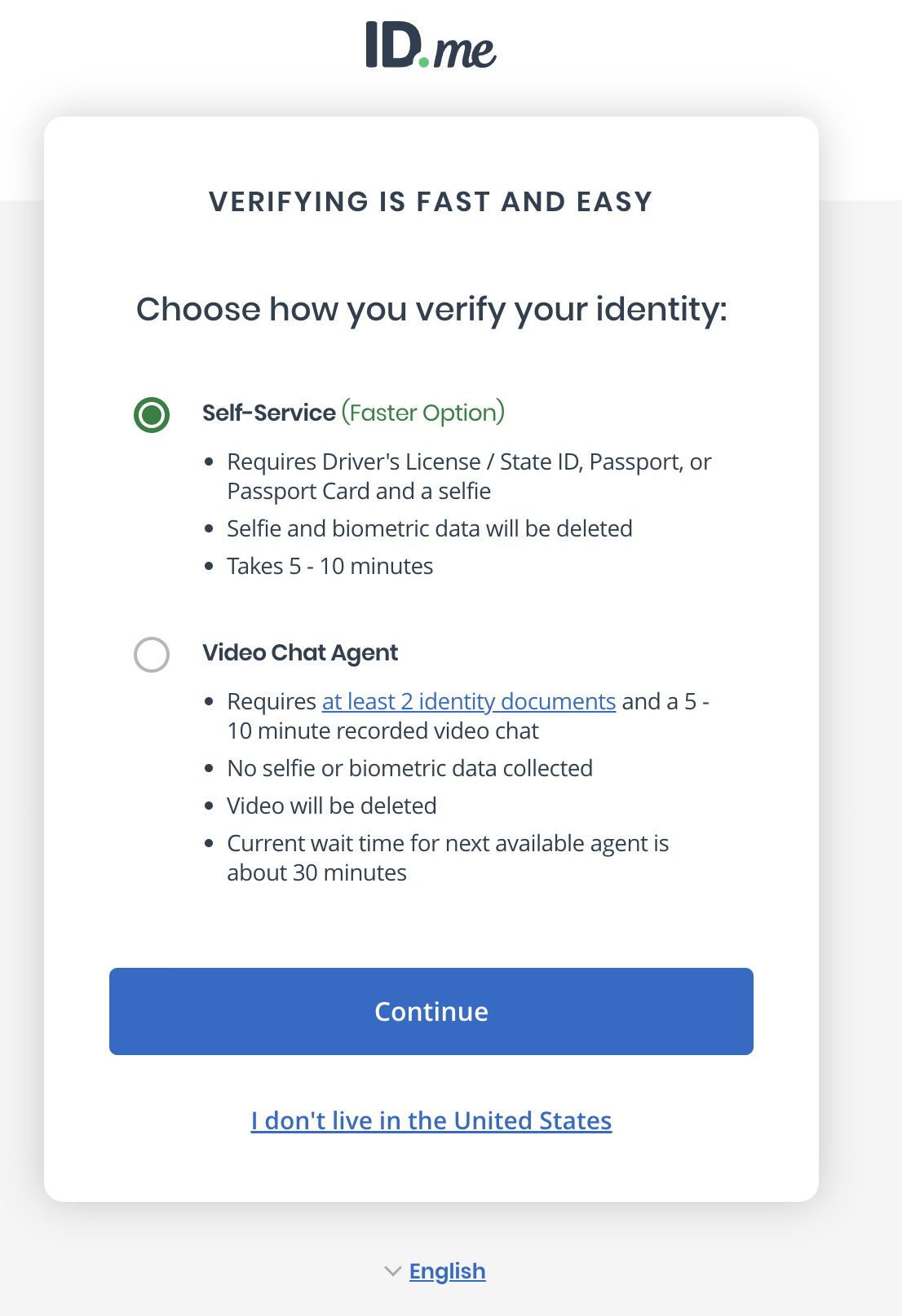 Select Self-Service to verify with an ID and a video selfie.png